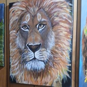 Majestic Lion Canvas Art in Brown and Tan